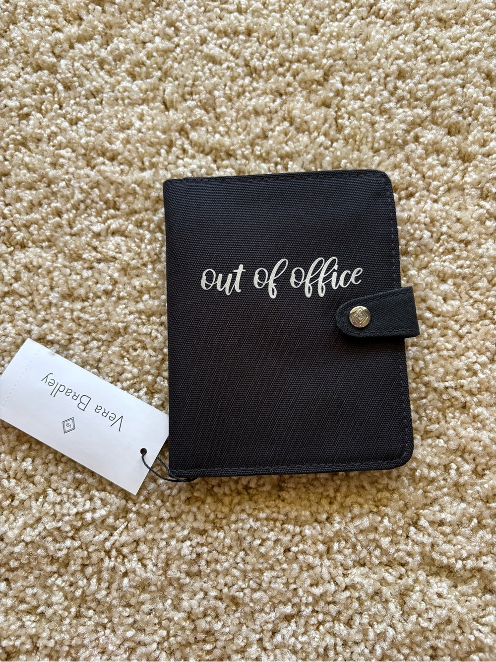 Vera Bradley Out Of Office Black Passport Cover Travel Wallet Holder NWT